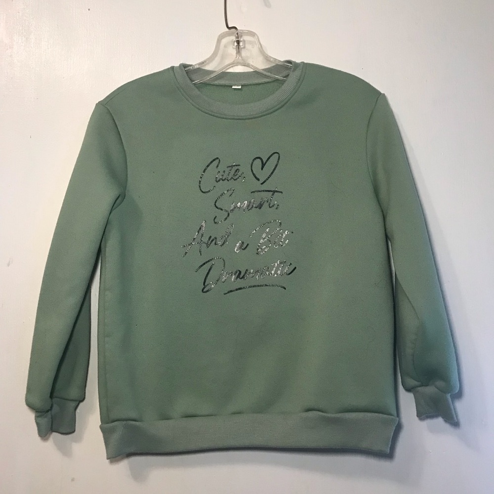 Girls' Sage Green Graphic Crewneck Sweatshirt